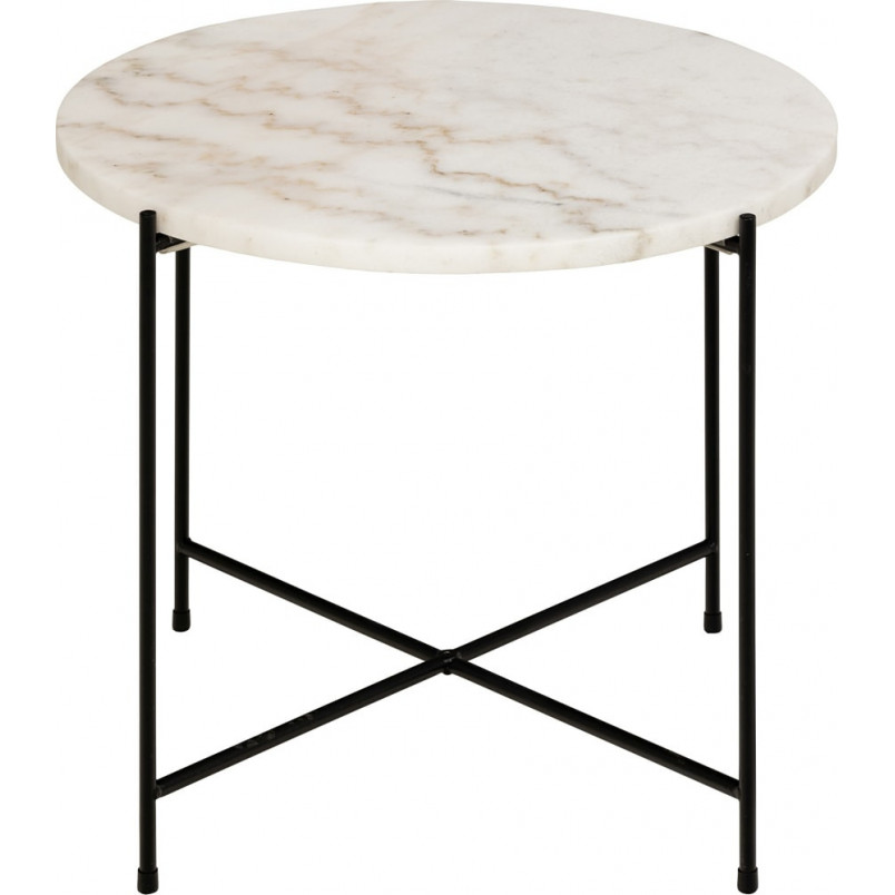 Stolik okrągły marmurowy Avila 52cm H40cm biały marmur / czarny Actona