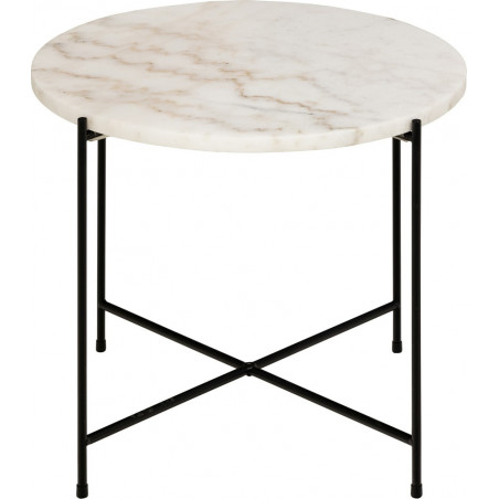 Stolik okrągły marmurowy Avila 52cm H40cm biały marmur / czarny Actona