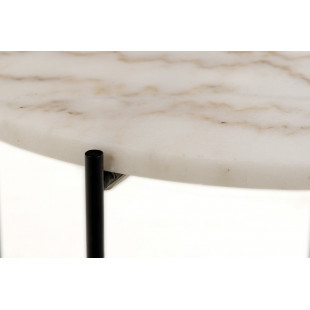 Stolik okrągły marmurowy Avila 52cm H40cm biały marmur / czarny Actona