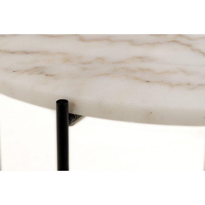 Stolik okrągły marmurowy Avila 52cm H40cm biały marmur / czarny Actona