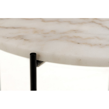 Stolik okrągły marmurowy Avila 52cm H40cm biały marmur / czarny Actona
