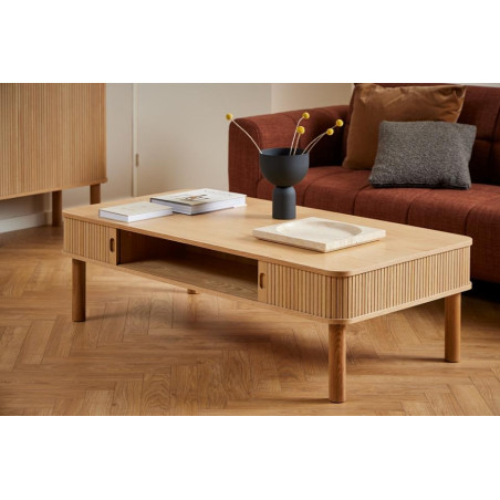 Stolik fornirowany ze schowkiem Langley 130x70cm dąb Actona