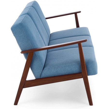 Sofa 3 osobowa prl / vintage Milano 175cm orzech / niebieski Castel 74 Halmar