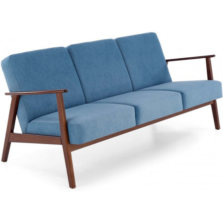 Sofa 3 osobowa prl / vintage Milano 175cm orzech / niebieski Castel 74 Halmar