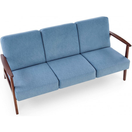 Sofa 3 osobowa prl / vintage Milano 175cm orzech / niebieski Castel 74 Halmar