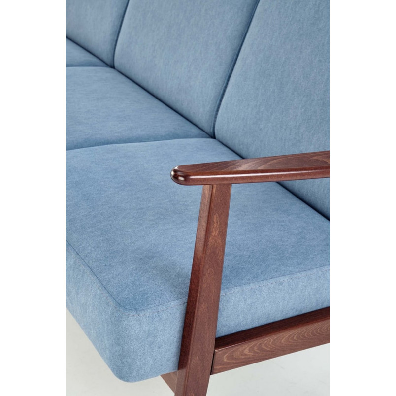 Sofa 3 osobowa prl / vintage Milano 175cm orzech / niebieski Castel 74 Halmar