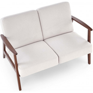 Sofa 2 osobowa prl / vintage Milano 120cm orzech / jasny beż Castel 04 Halmar