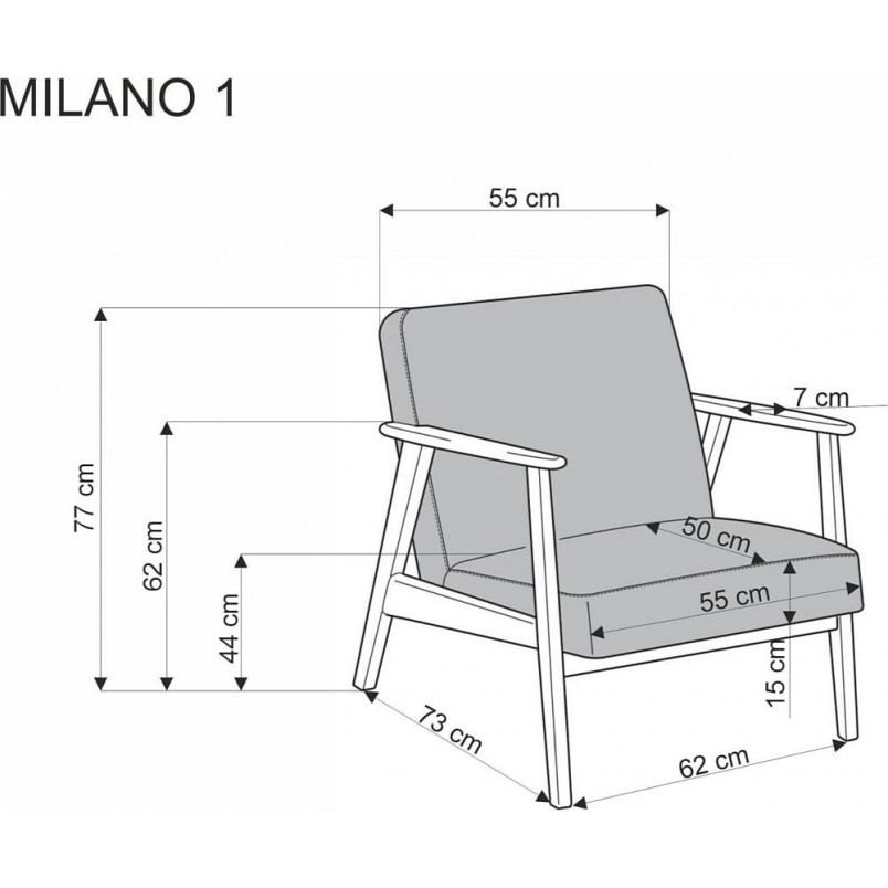 Fotel tapicerowany prl / vintage Milano orzech / jasny beż Castel 04 Halmar