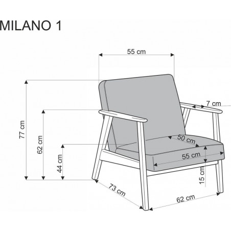 Fotel tapicerowany prl / vintage Milano orzech / jasny beż Castel 04 Halmar