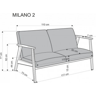 Sofa 2 osobowa prl / vintage Milano 120cm orzech / jasny beż Castel 04 Halmar