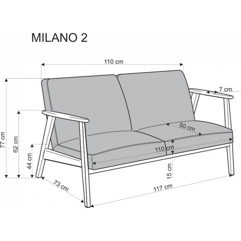 Sofa 2 osobowa prl / vintage Milano 120cm orzech / jasny beż Castel 04 Halmar