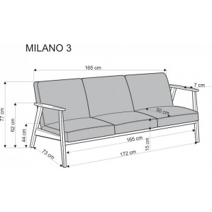 Sofa 3 osobowa prl / vintage Milano 175cm orzech / oliwka Castel 39 Halmar