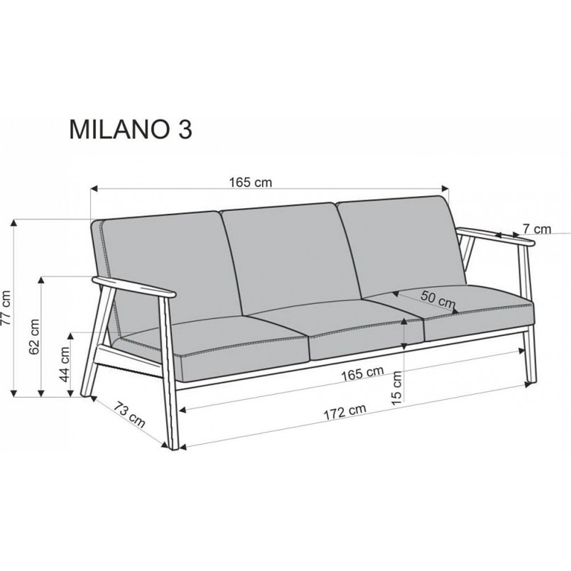 Sofa 3 osobowa prl / vintage Milano 175cm orzech / oliwka Castel 39 Halmar