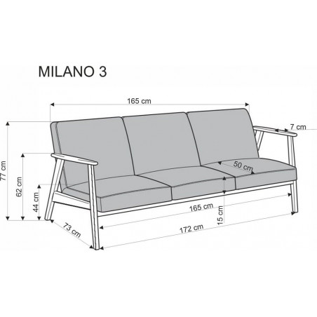 Sofa 3 osobowa prl / vintage Milano 175cm orzech / oliwka Castel 39 Halmar