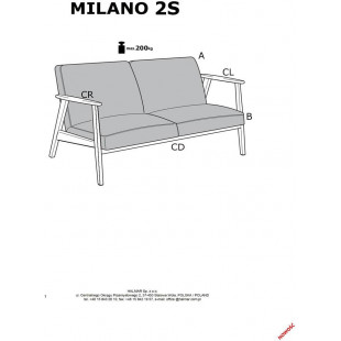 Sofa 2 osobowa prl / vintage Milano 120cm orzech / jasny beż Castel 04 Halmar
