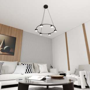 Lampa wisząca okrągła 6 punktowa Starlit 65cm czarna Emibig