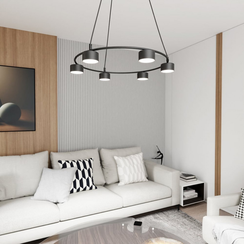 Lampa wisząca okrągła 6 punktowa Starlit 65cm czarna Emibig