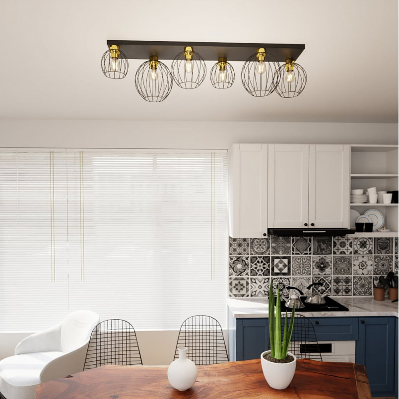 Plafon druciane kule Nest VI 126cm czarno-złoty Emibig