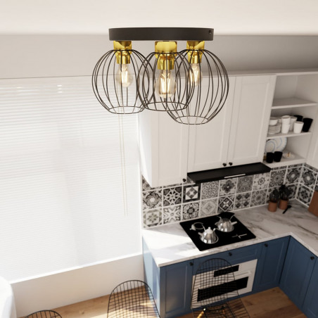 Plafon druciane kule Nest Premium III 42cm czarno-złoty Emibig