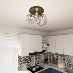 Plafon druciane kule Nest Premium III 42cm czarno-złoty Emibig