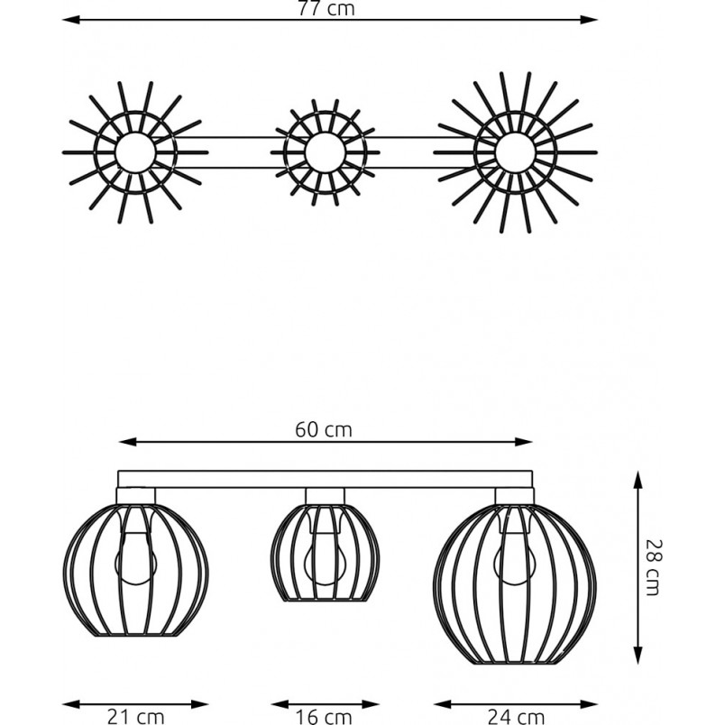 Plafon druciane kule Nest III 76cm czarny Emibig