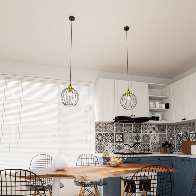 Lampa wisząca druciana kula Nando 24cm czarno-złota Emibig