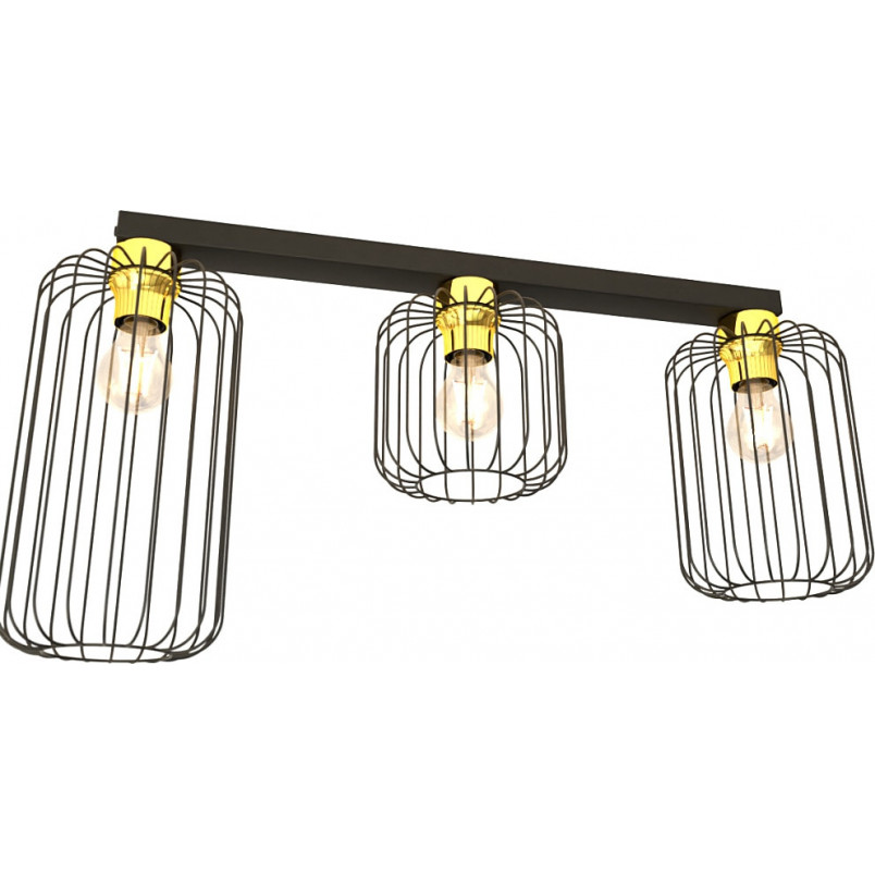 Plafon druciany potrójny Barn 70cm czarno-złoty Emibig