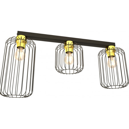 Plafon druciany potrójny Barn 70cm czarno-złoty Emibig