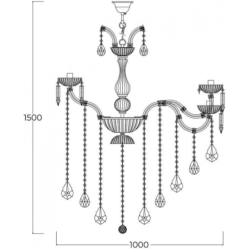 Żyrandol wiszący z kryształkami Chateau 100cm przeźroczysty / złoty Zumaline