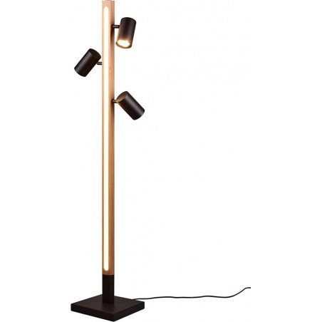 Lampa podłogowa loft Marley III czarny mat / drewno Trio