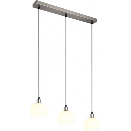 Lampa wisząca szklana potrójna na listwie Molly III 60cm biały / nikiel mat Reality