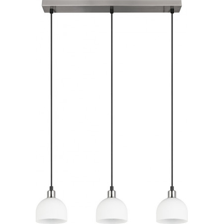 Lampa wisząca szklana potrójna na listwie Molly III 60cm biały / nikiel mat Reality