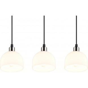 Lampa wisząca szklana potrójna na listwie Molly III 60cm biały / nikiel mat Reality