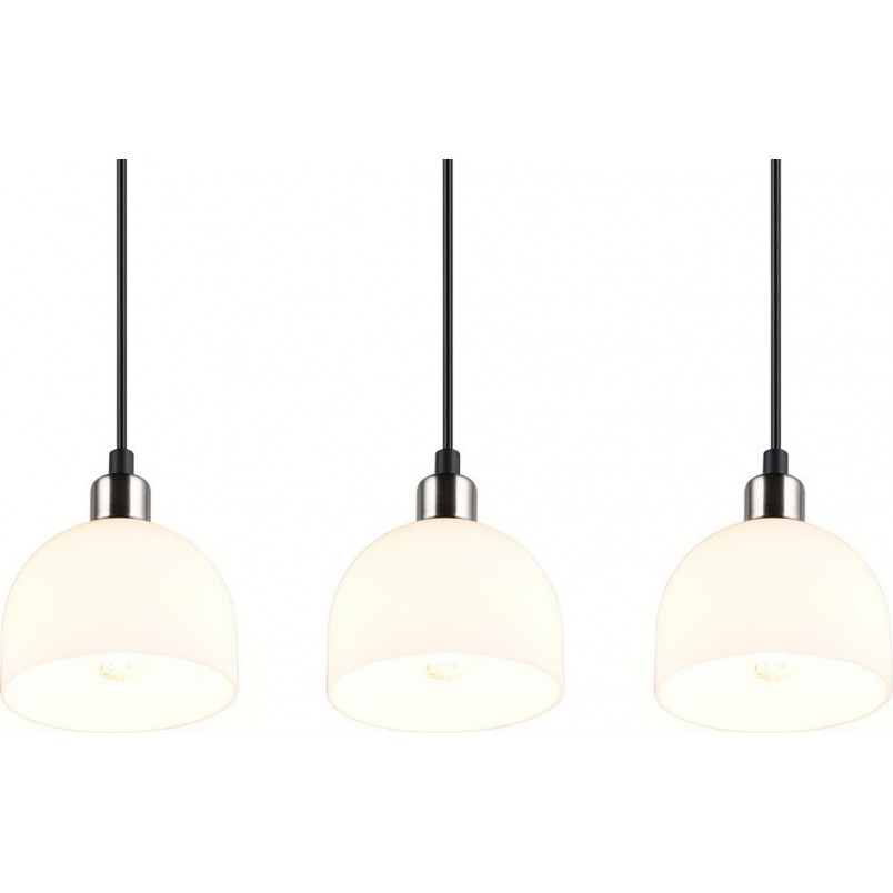 Lampa wisząca szklana potrójna na listwie Molly III 60cm biały / nikiel mat Reality