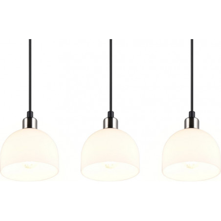 Lampa wisząca szklana potrójna na listwie Molly III 60cm biały / nikiel mat Reality