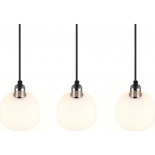 Lampa wisząca szklana potrójna na listwie Molly III 60cm biały / nikiel mat Reality