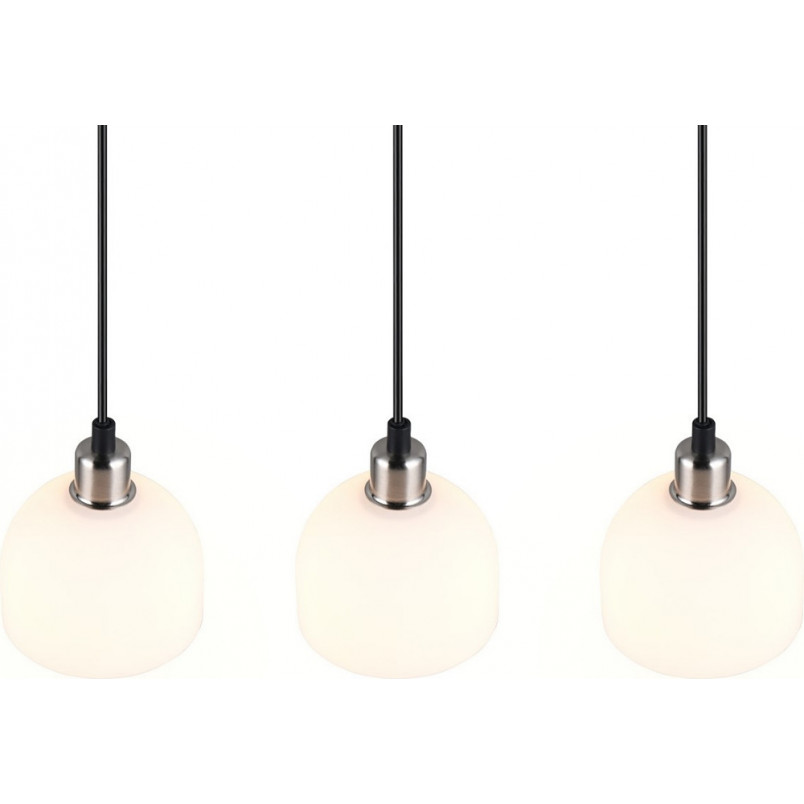 Lampa wisząca szklana potrójna na listwie Molly III 60cm biały / nikiel mat Reality