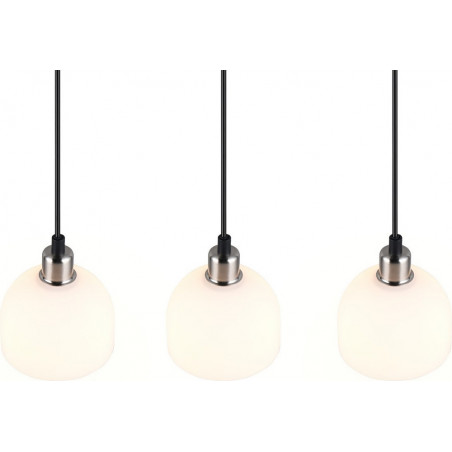 Lampa wisząca szklana potrójna na listwie Molly III 60cm biały / nikiel mat Reality