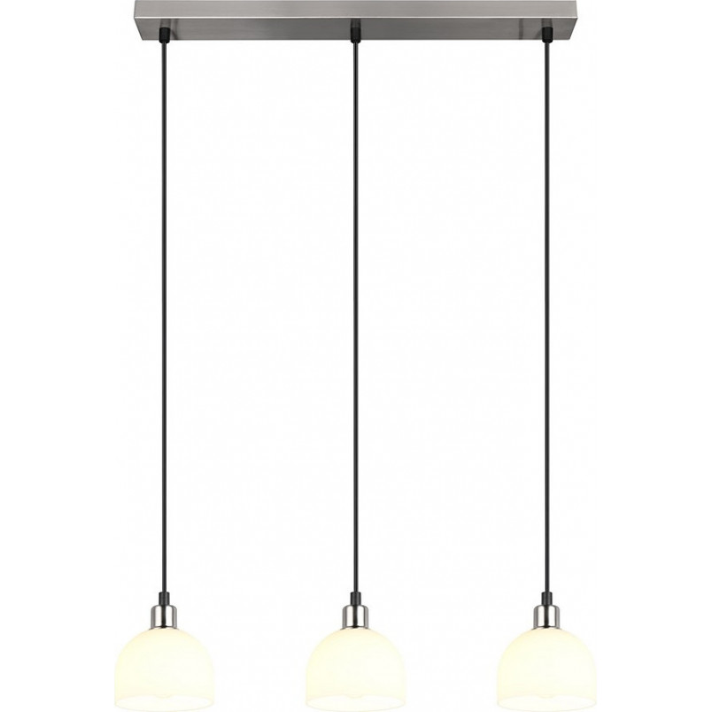 Lampa wisząca szklana potrójna na listwie Molly III 60cm biały / nikiel mat Reality