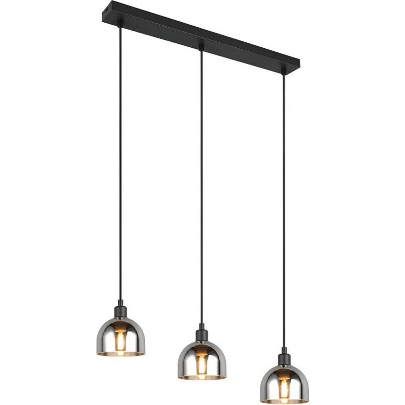 Lampa wisząca szklana potrójna na listwie Molly III 60cm chrom / czarny mat Reality