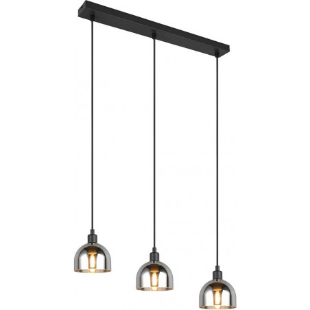 Lampa wisząca szklana potrójna na listwie Molly III 60cm chrom / czarny mat Reality