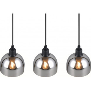 Lampa wisząca szklana potrójna na listwie Molly III 60cm chrom / czarny mat Reality