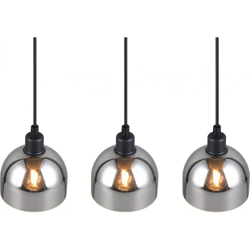 Lampa wisząca szklana potrójna na listwie Molly III 60cm chrom / czarny mat Reality