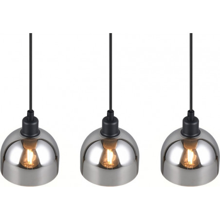 Lampa wisząca szklana potrójna na listwie Molly III 60cm chrom / czarny mat Reality