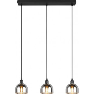 Lampa wisząca szklana potrójna na listwie Molly III 60cm chrom / czarny mat Reality