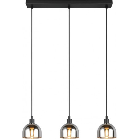 Lampa wisząca szklana potrójna na listwie Molly III 60cm chrom / czarny mat Reality