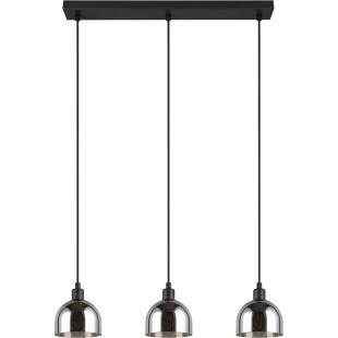 Lampa wisząca szklana potrójna na listwie Molly III 60cm chrom / czarny mat Reality