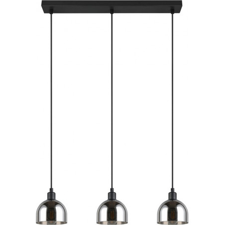 Lampa wisząca szklana potrójna na listwie Molly III 60cm chrom / czarny mat Reality
