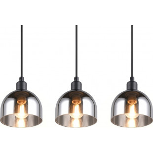 Lampa wisząca szklana potrójna na listwie Molly III 60cm chrom / czarny mat Reality