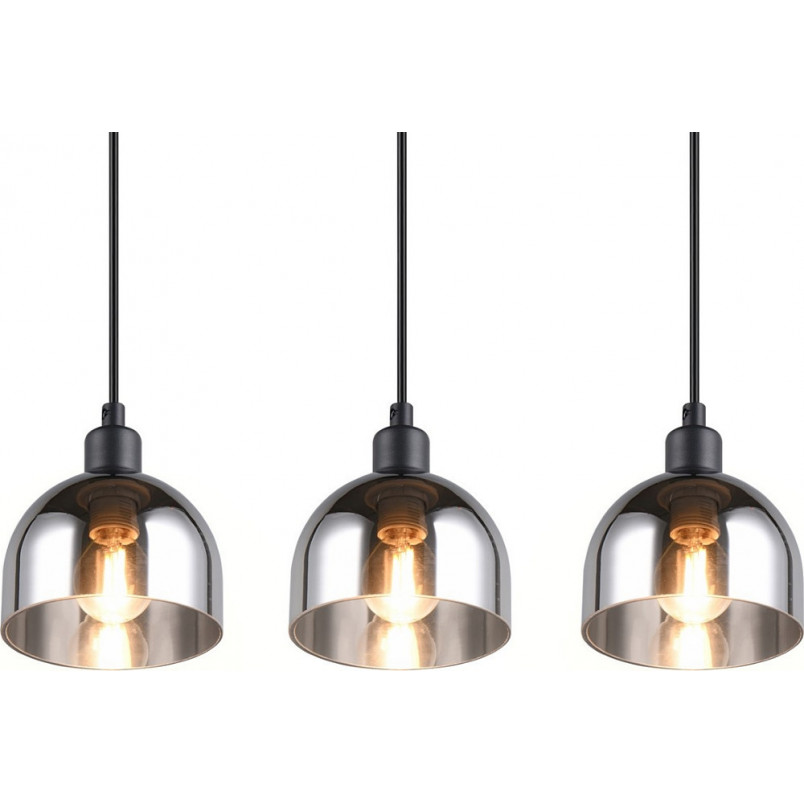 Lampa wisząca szklana potrójna na listwie Molly III 60cm chrom / czarny mat Reality